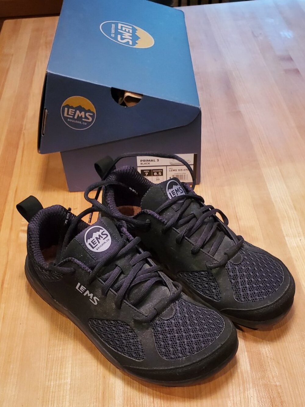 LEMS Primal 3 Unisex Barefoot Shoes Black Asphalt Men's Size 7, Women's 8.5M